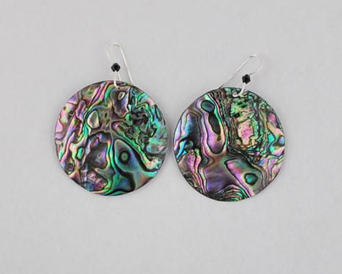 green abalone earrings 35mm