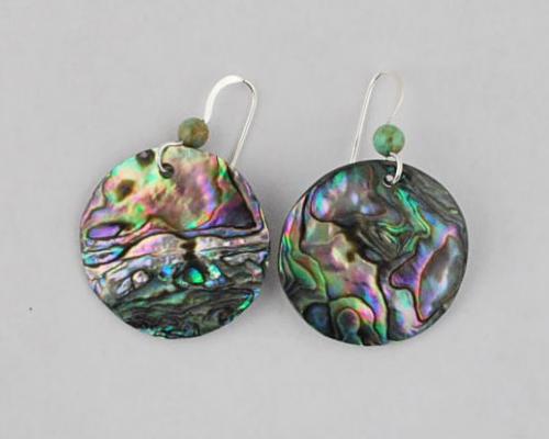 green abalone disc earrings 25mm (1 inch)