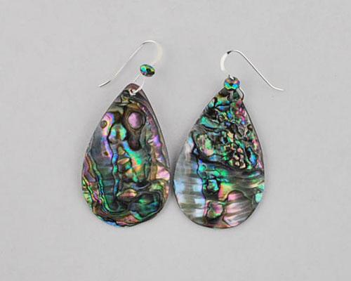 green abalone teardrop earrings